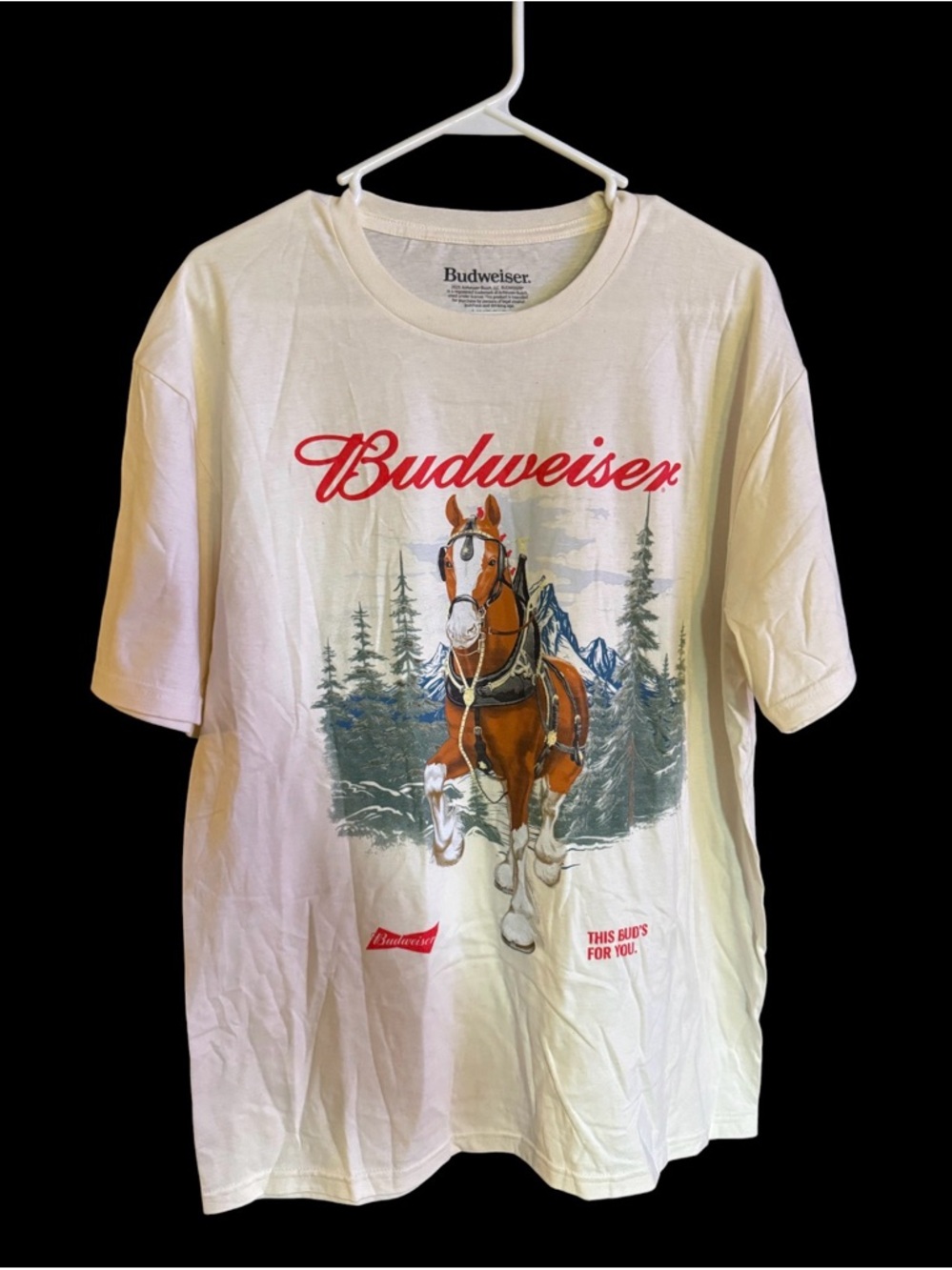 Budweiser Clydesdale Graphic Cream Tee Large